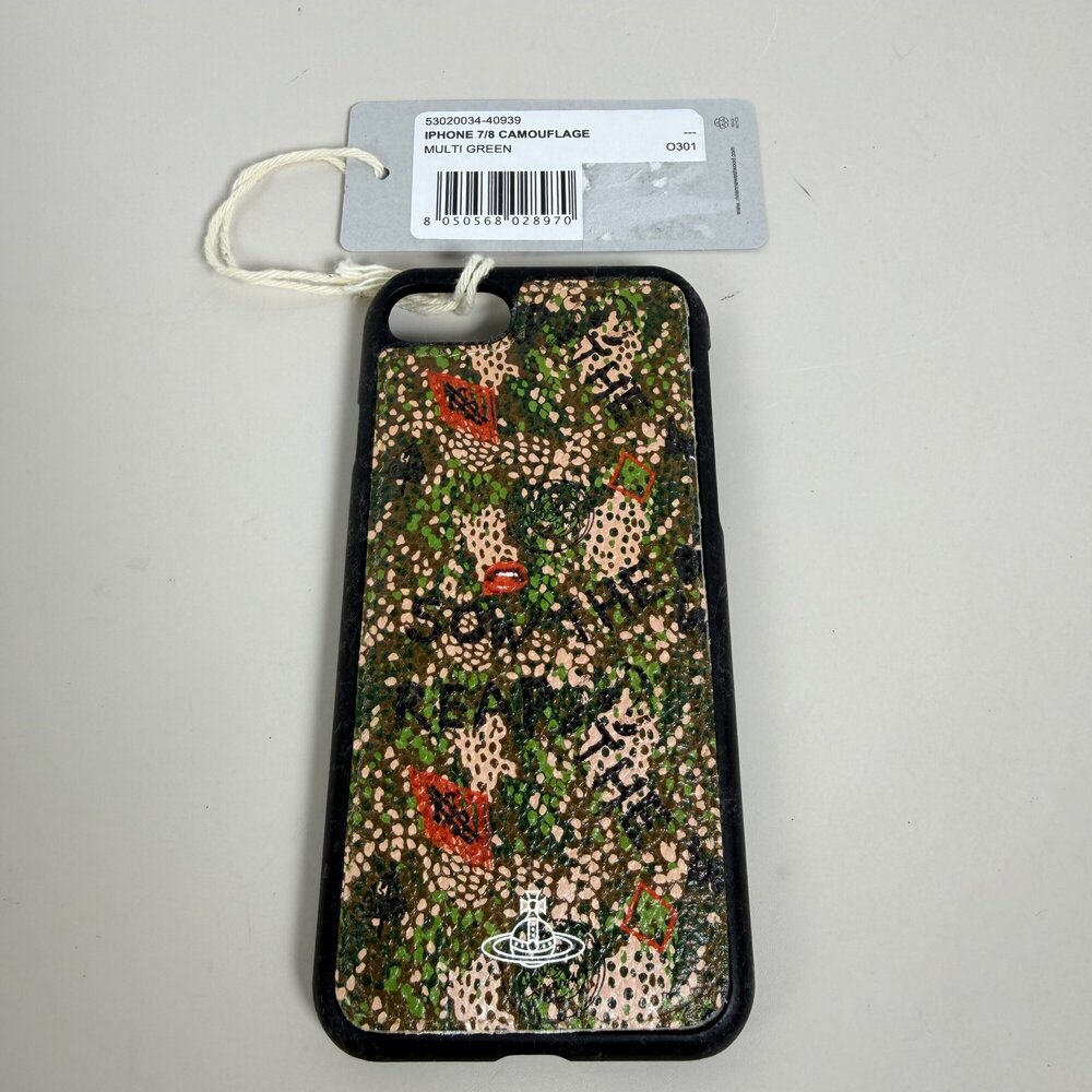 Vivienne Westwood Vintage Multi Green Pink Camouflage Leather iPhone 7 / 8 Prote